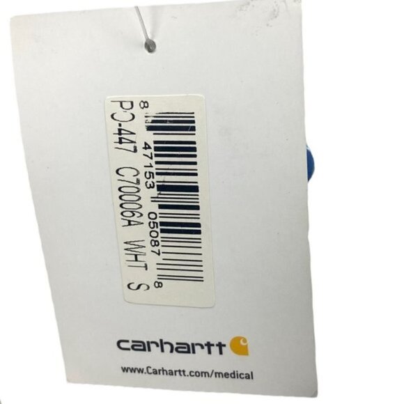 Carharrt Unisex White Logo Scrub Lab Coat Pockets Sanitized Actifresh US S - Picture 9 of 10